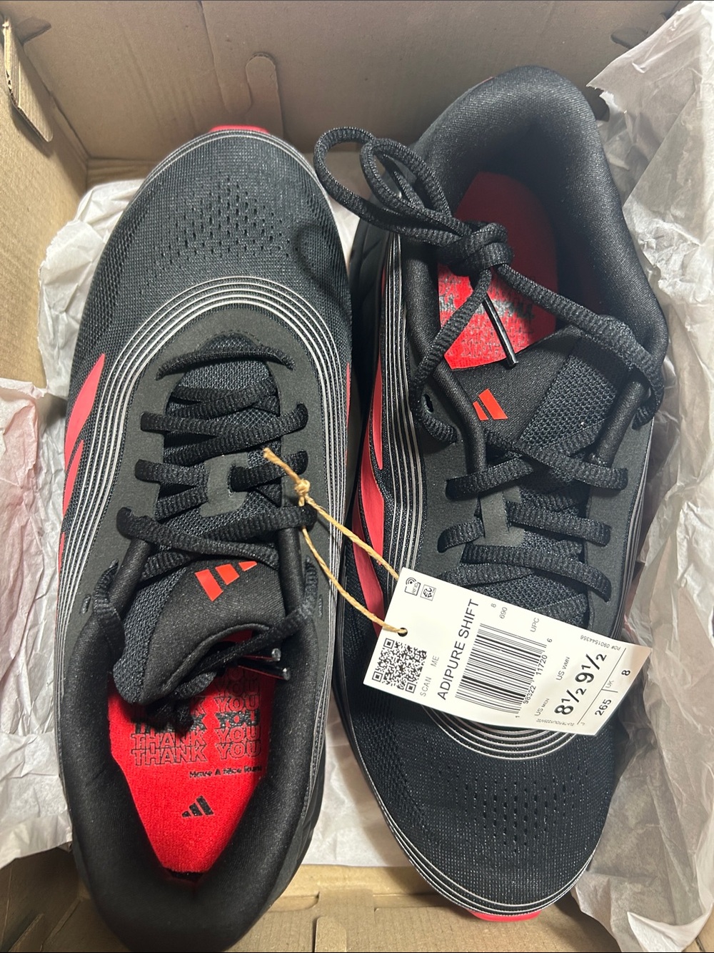 adidas Black and Red Lightweight Running Sneakers